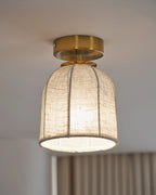 Ceiling Lamp Linen Shade Golden Iron Frame