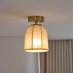 Ceiling Lamp Linen Shade Golden Iron Frame