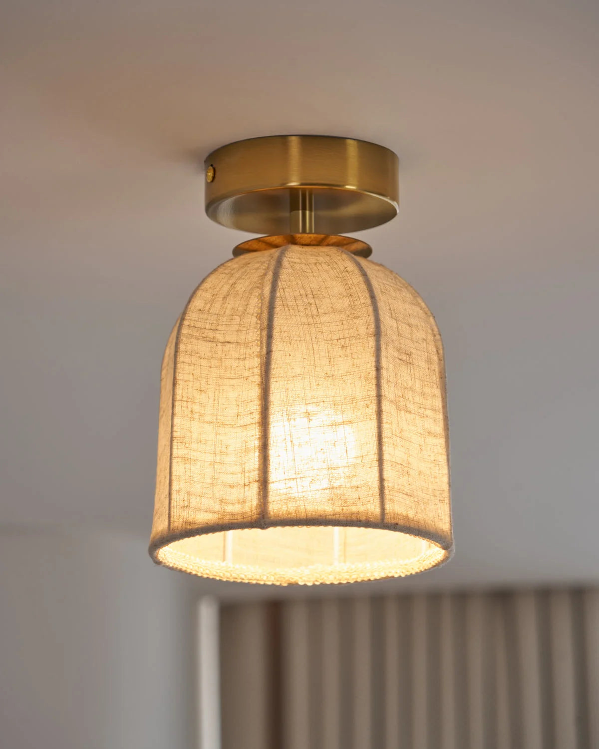 Ceiling Lamp Linen Shade Golden Iron Frame