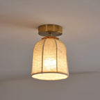 Ceiling Lamp Linen Shade Golden Iron Frame