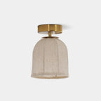 Ceiling Lamp Linen Shade Golden Iron Frame
