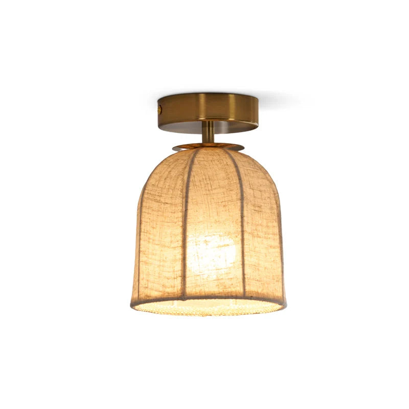 Ceiling Lamp Linen Shade Golden Iron Frame