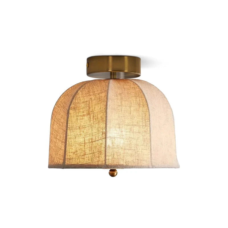 Ceiling Lamp Linen Shade Golden Iron Frame