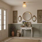 Ceiling Lamp Linen Shade Golden Iron Frame