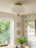Ceiling Lamp Milk Glass Semi-Flush Soft Diffusing