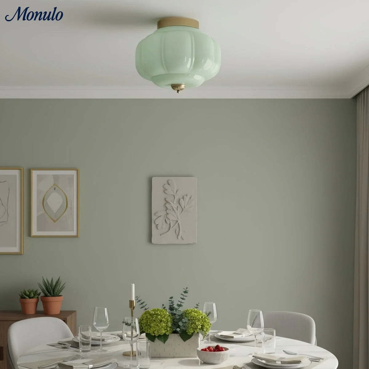Ceiling Lamp Milk Glass Semi-Flush Soft Diffusing