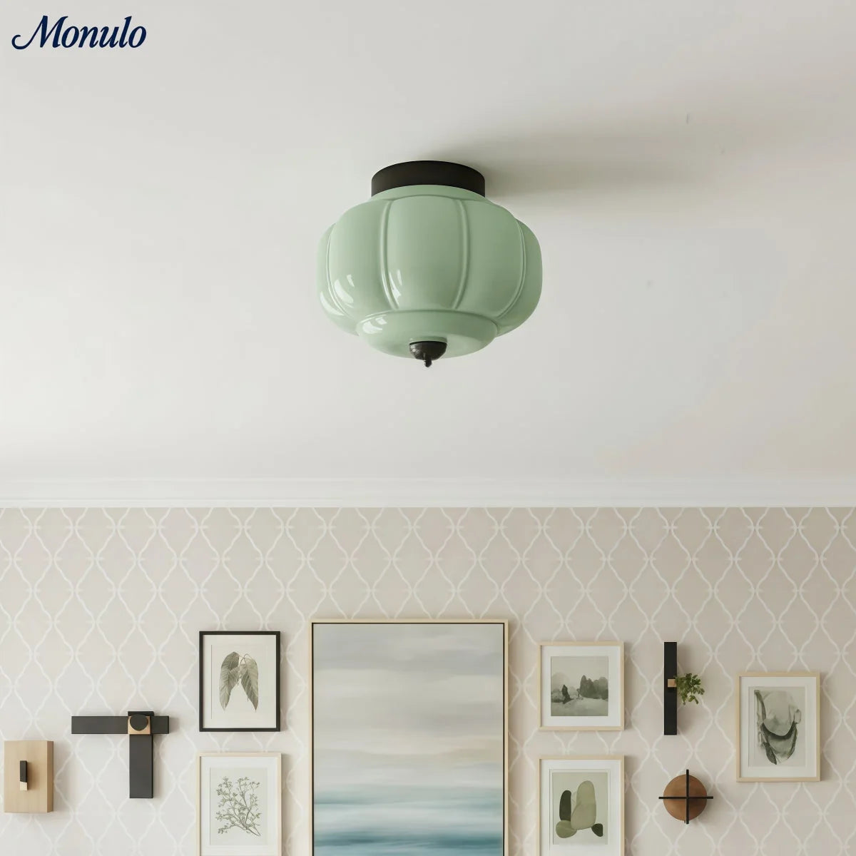 Ceiling Lamp Milk Glass Semi-Flush Soft Diffusing
