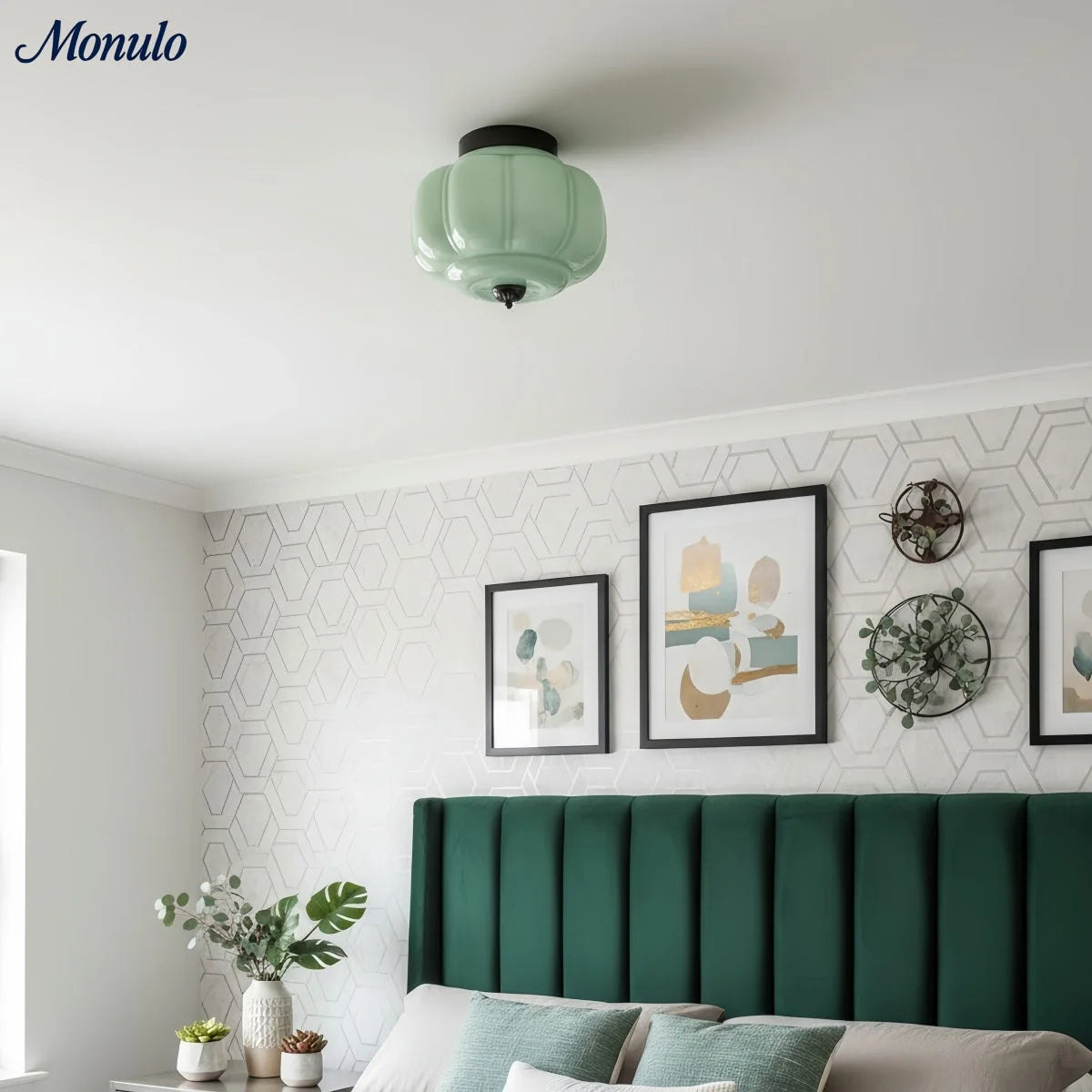 Ceiling Lamp Milk Glass Semi-Flush Soft Diffusing