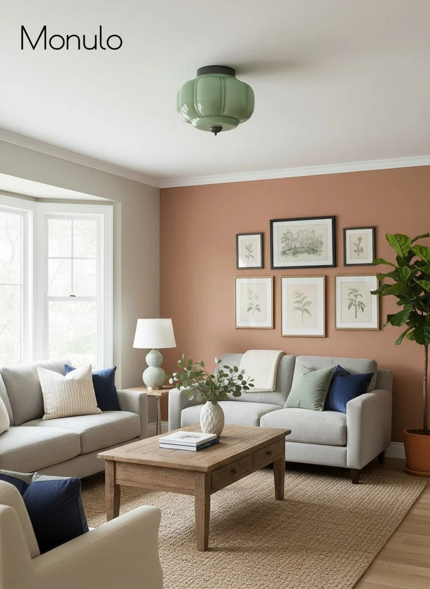Ceiling Lamp Milk Glass Semi-Flush Soft Diffusing