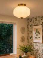 Ceiling Lamp Milk Glass Semi-Flush Soft Diffusing