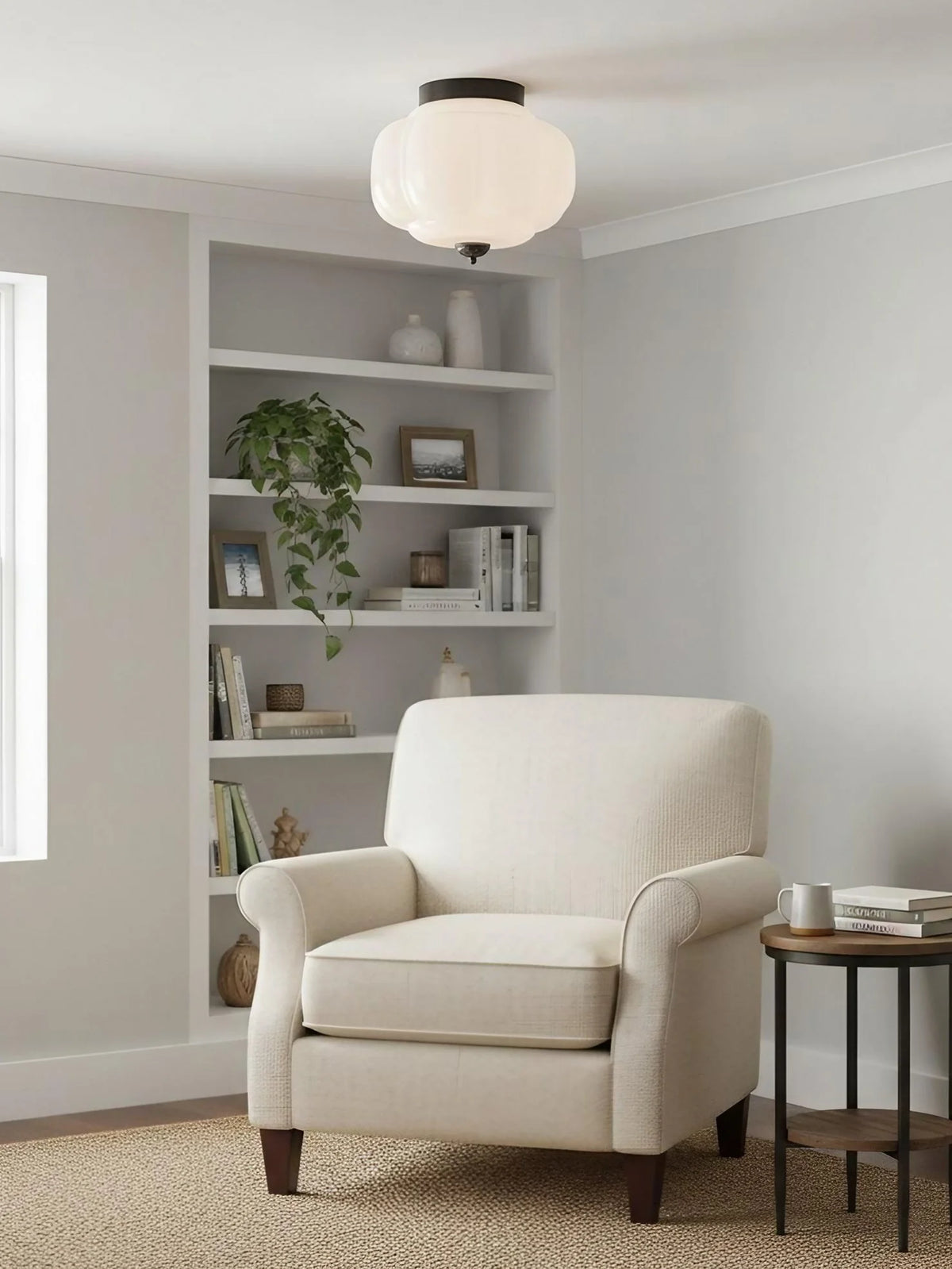 Ceiling Lamp Milk Glass Semi-Flush Soft Diffusing