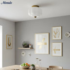 Ceiling Lamp Milk Glass Semi-Flush Soft Diffusing