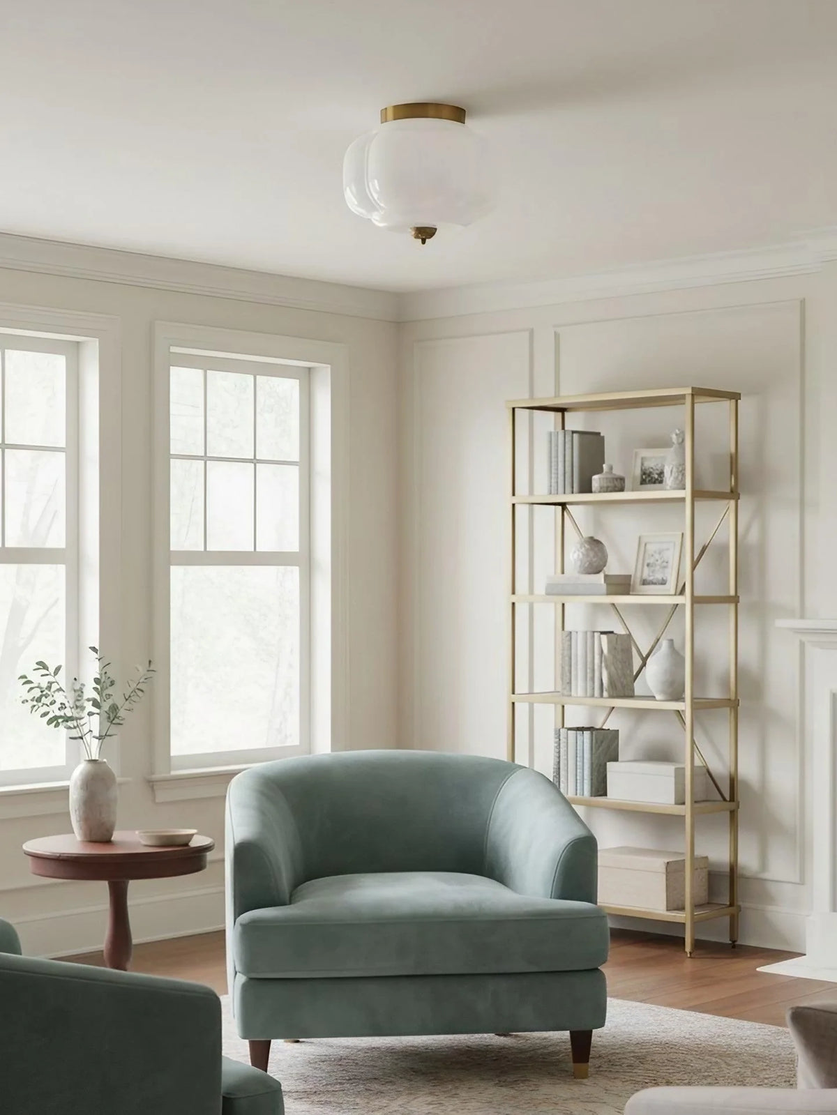 Ceiling Lamp Milk Glass Semi-Flush Soft Diffusing