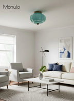 Ceiling Lamp Milk Glass Semi-Flush Soft Diffusing