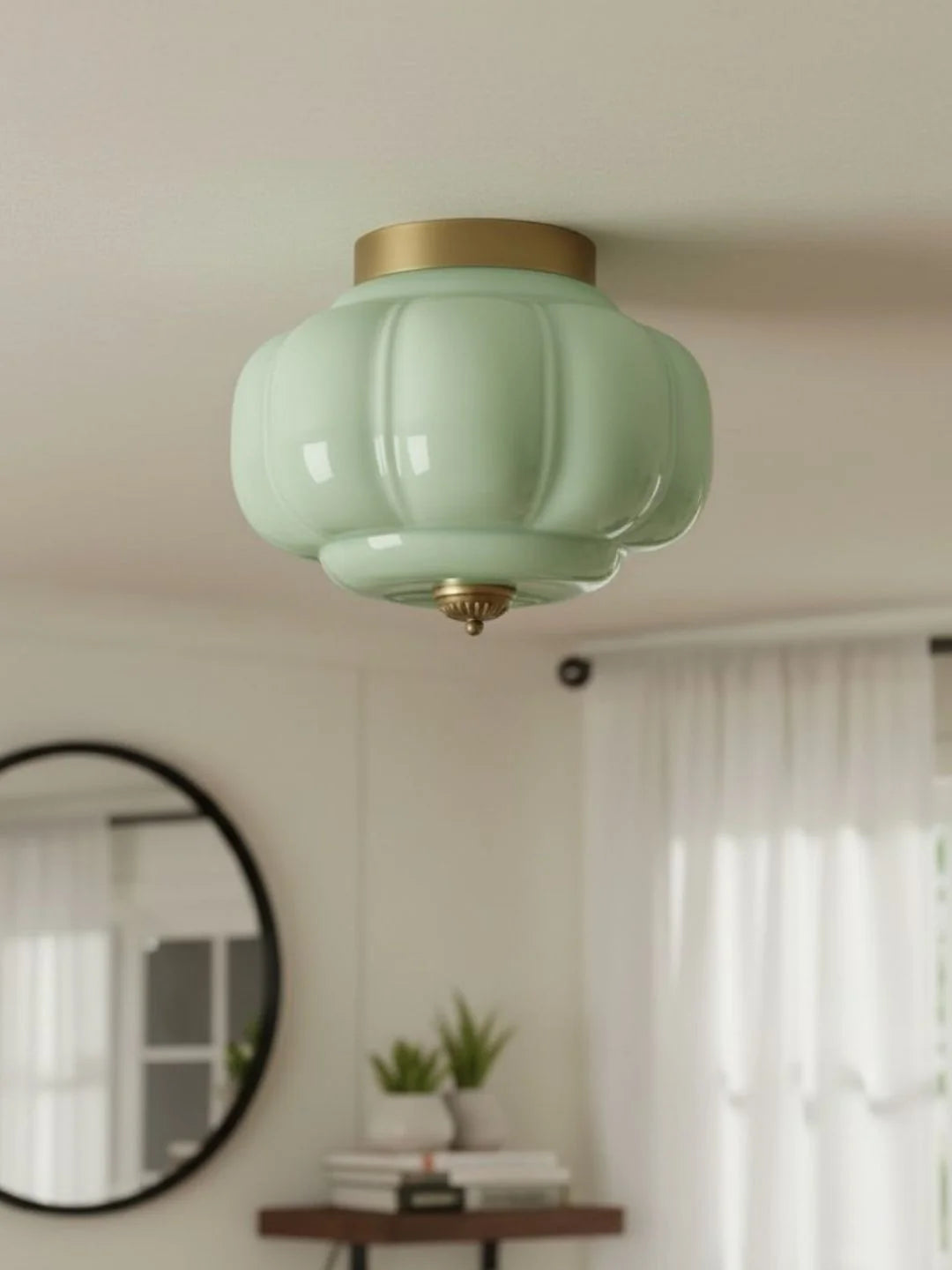 Ceiling Lamp Milk Glass Semi-Flush Soft Diffusing