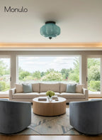Ceiling Lamp Milk Glass Semi-Flush Soft Diffusing