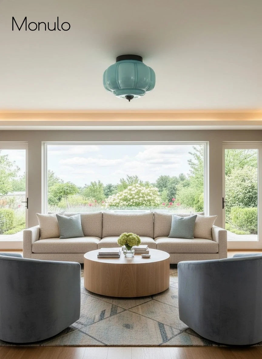 Ceiling Lamp Milk Glass Semi-Flush Soft Diffusing