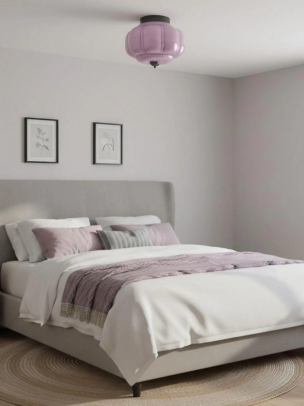 Ceiling Lamp Milk Glass Semi-Flush Soft Diffusing
