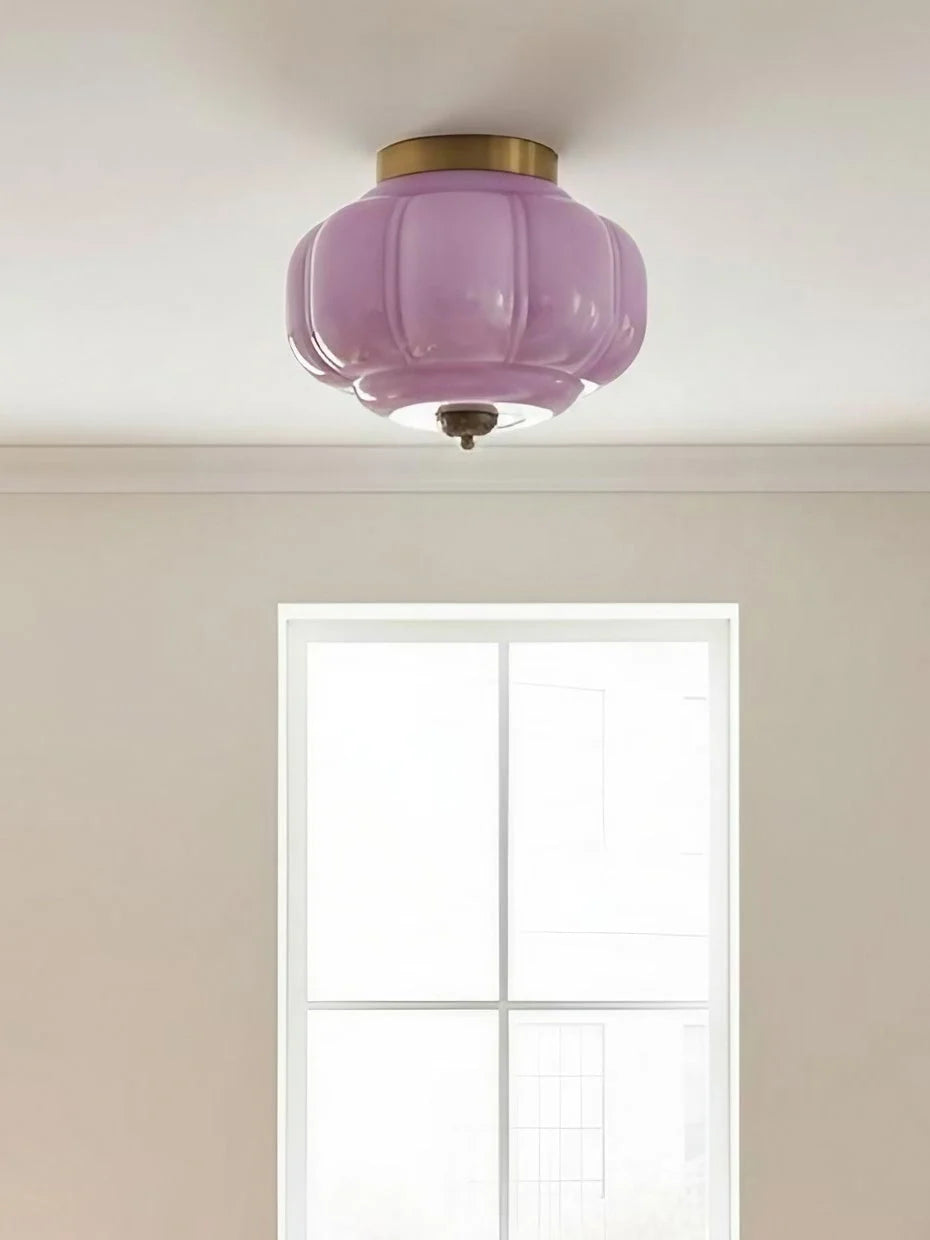 Ceiling Lamp Milk Glass Semi-Flush Soft Diffusing