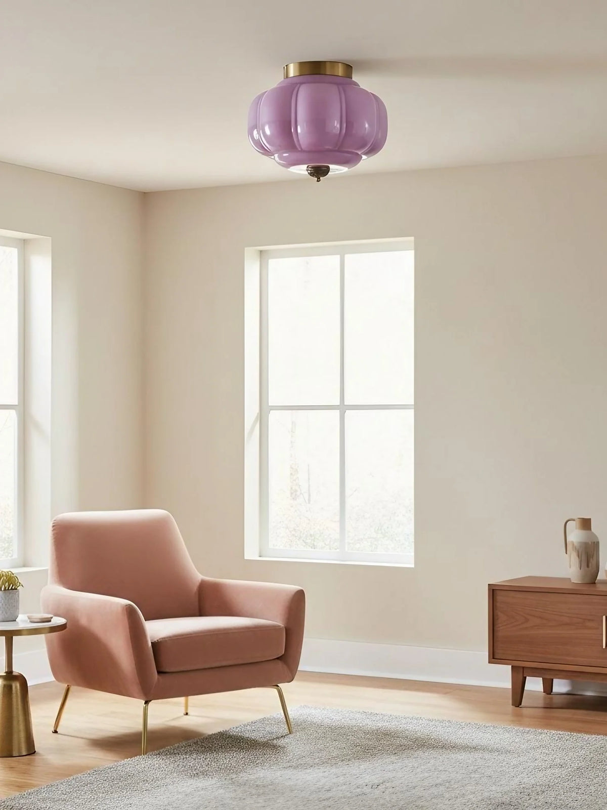 Ceiling Lamp Milk Glass Semi-Flush Soft Diffusing