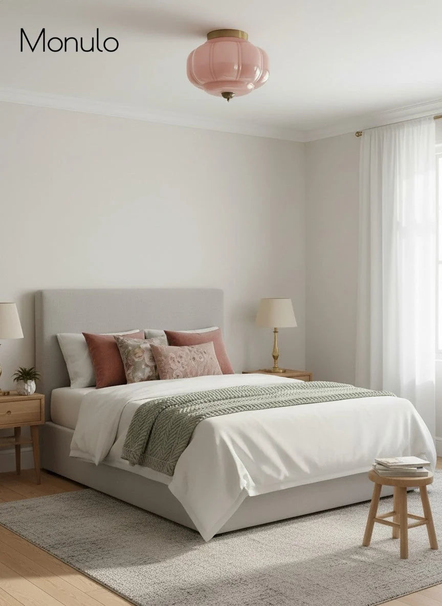 Ceiling Lamp Milk Glass Semi-Flush Soft Diffusing