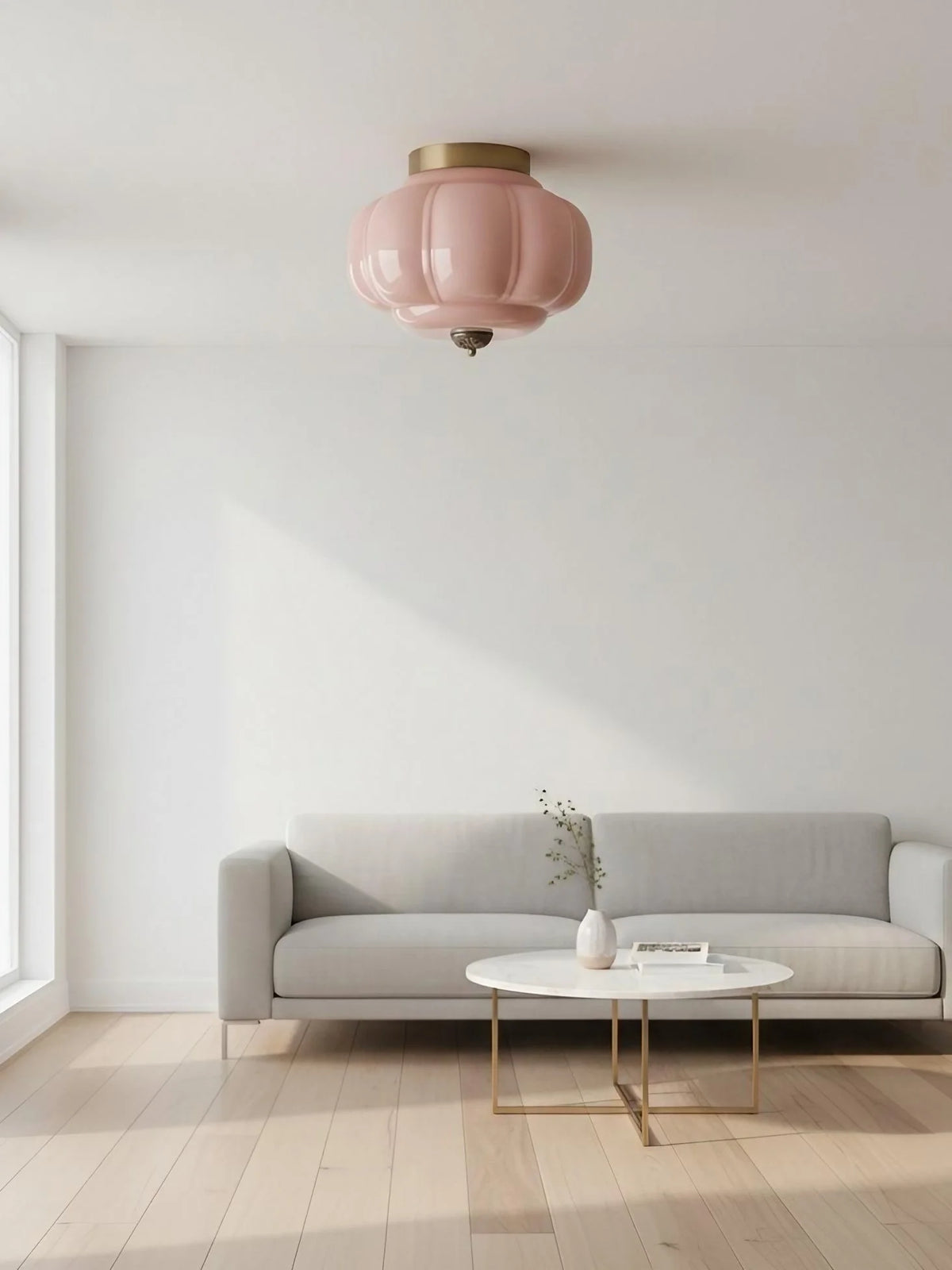Ceiling Lamp Milk Glass Semi-Flush Soft Diffusing