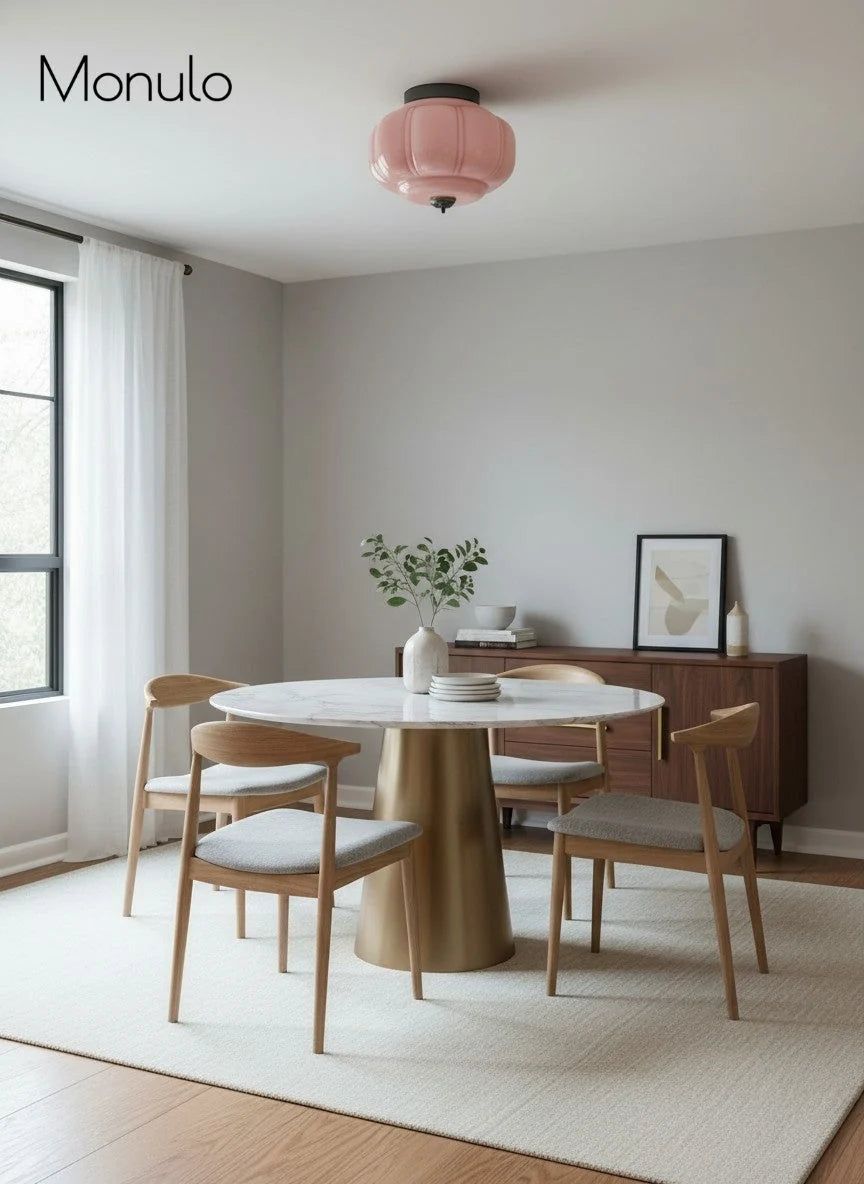 Ceiling Lamp Milk Glass Semi-Flush Soft Diffusing