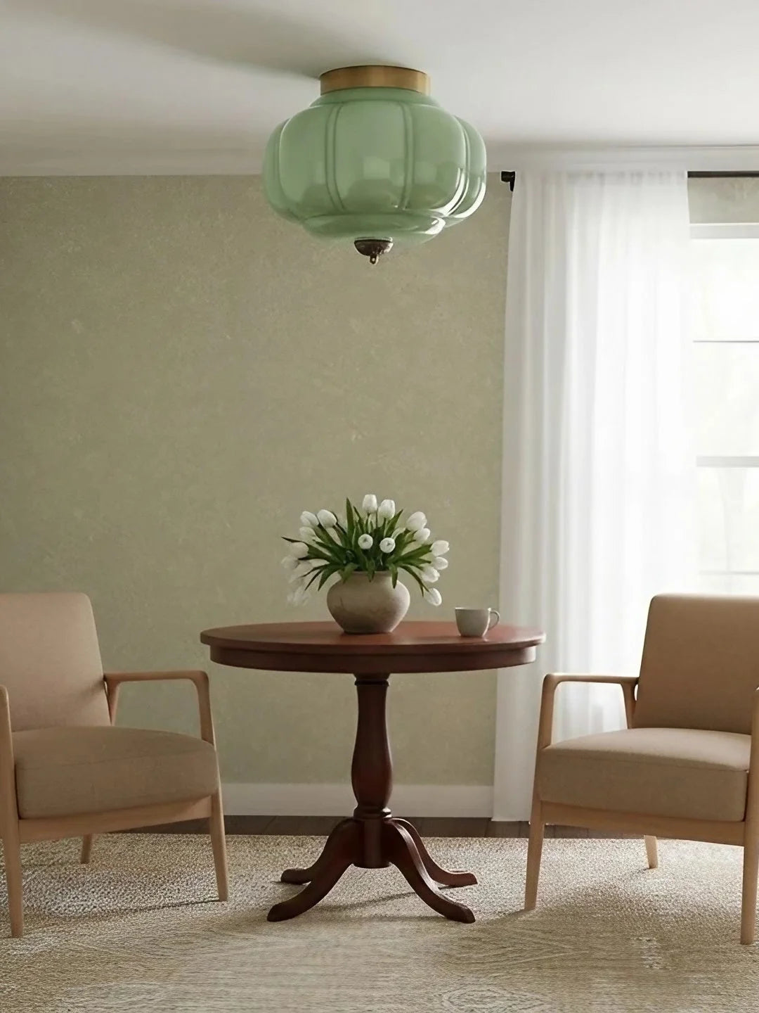 Ceiling Lamp Milk Glass Semi-Flush Soft Diffusing