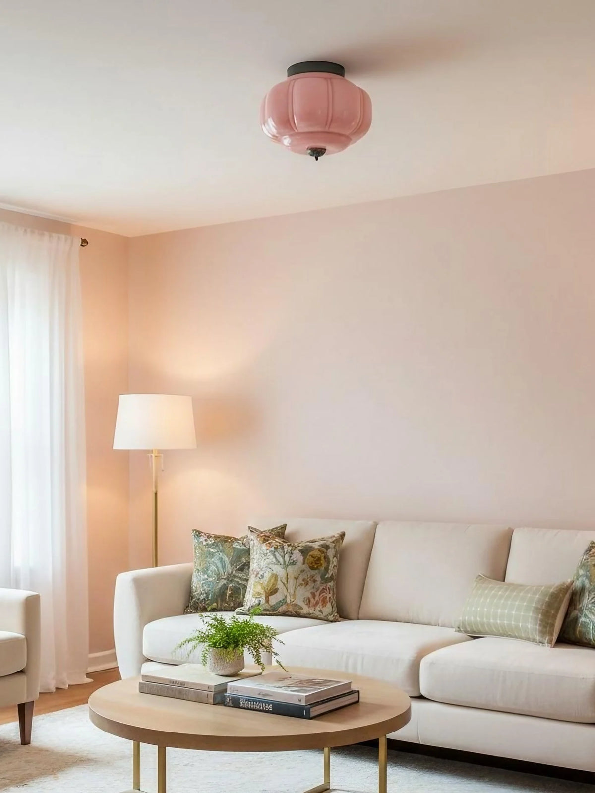 Ceiling Lamp Milk Glass Semi-Flush Soft Diffusing