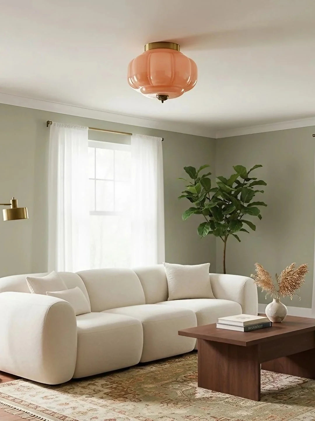 Ceiling Lamp Milk Glass Semi-Flush Soft Diffusing
