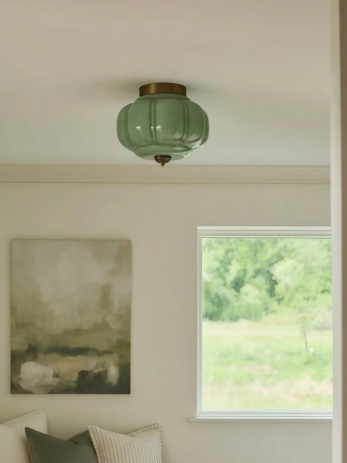 Ceiling Lamp Milk Glass Semi-Flush Soft Diffusing