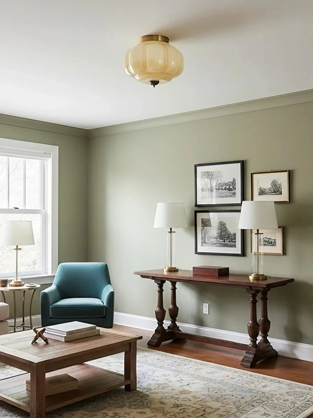 Ceiling Lamp Milk Glass Semi-Flush Soft Diffusing