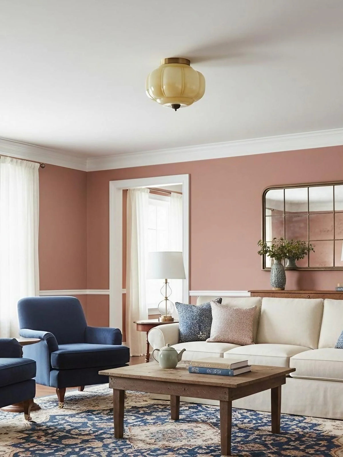 Ceiling Lamp Milk Glass Semi-Flush Soft Diffusing