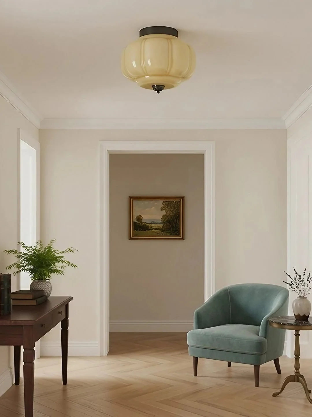 Ceiling Lamp Milk Glass Semi-Flush Soft Diffusing