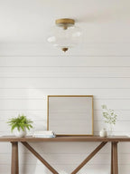 Ceiling Lamp Milk Glass Semi-Flush Soft Diffusing