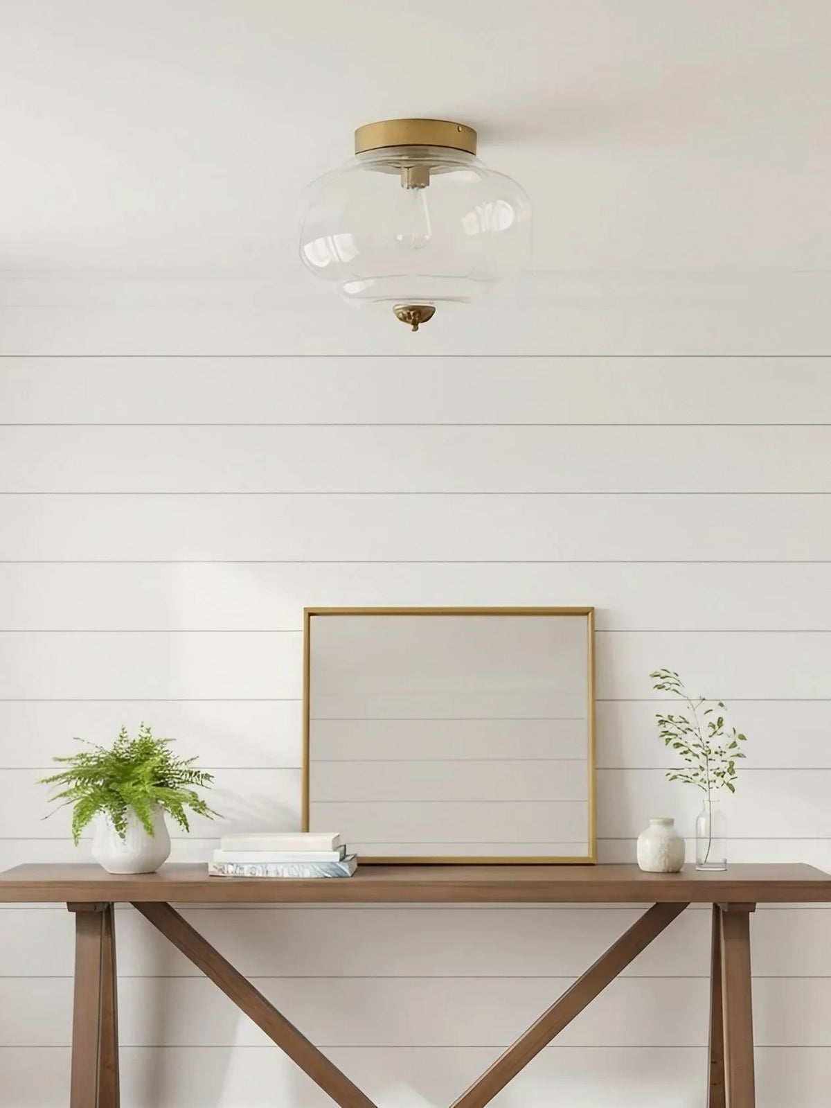 Ceiling Lamp Milk Glass Semi-Flush Soft Diffusing