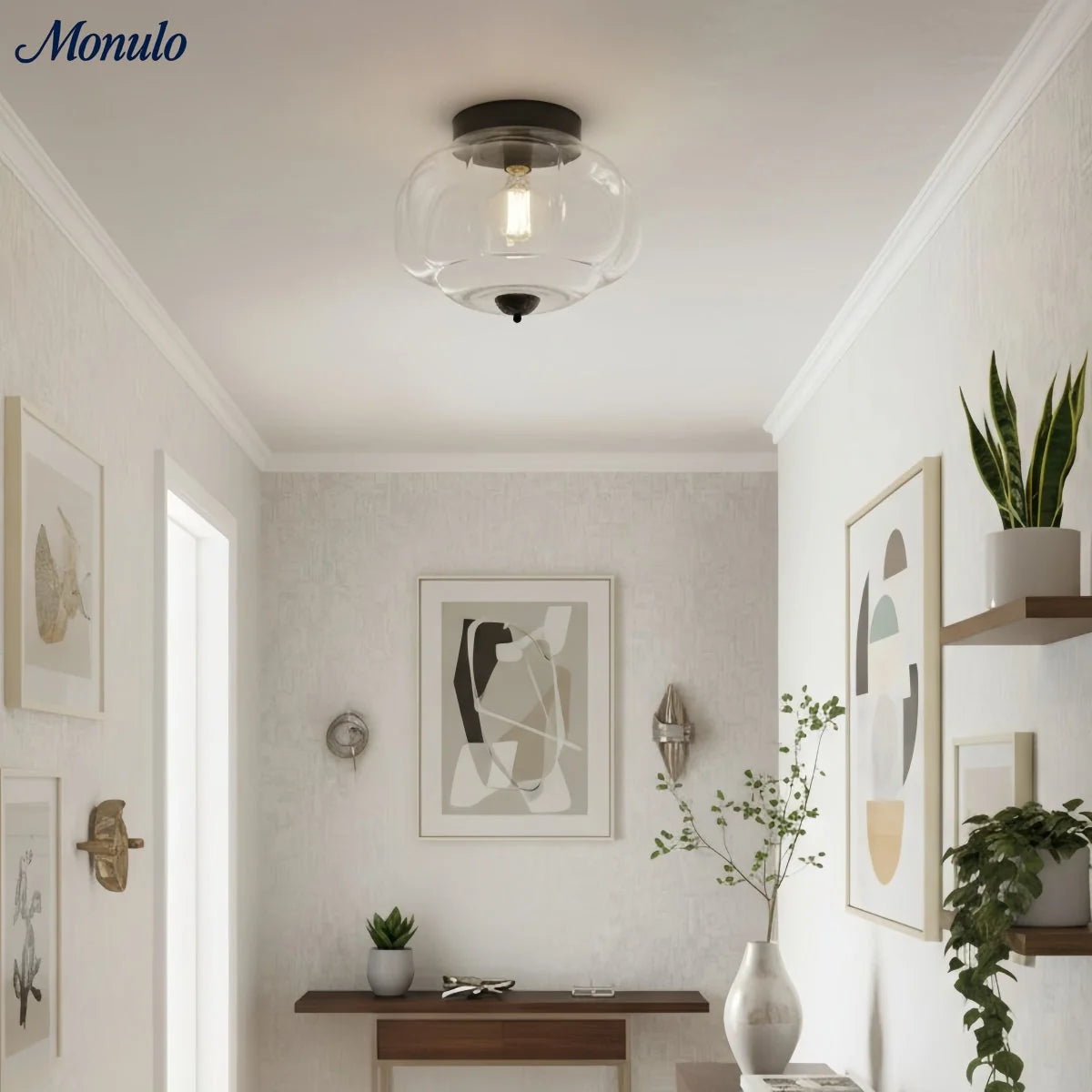 Ceiling Lamp Milk Glass Semi-Flush Soft Diffusing