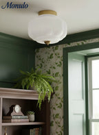 Ceiling Lamp Milk Glass Semi-Flush Soft Diffusing