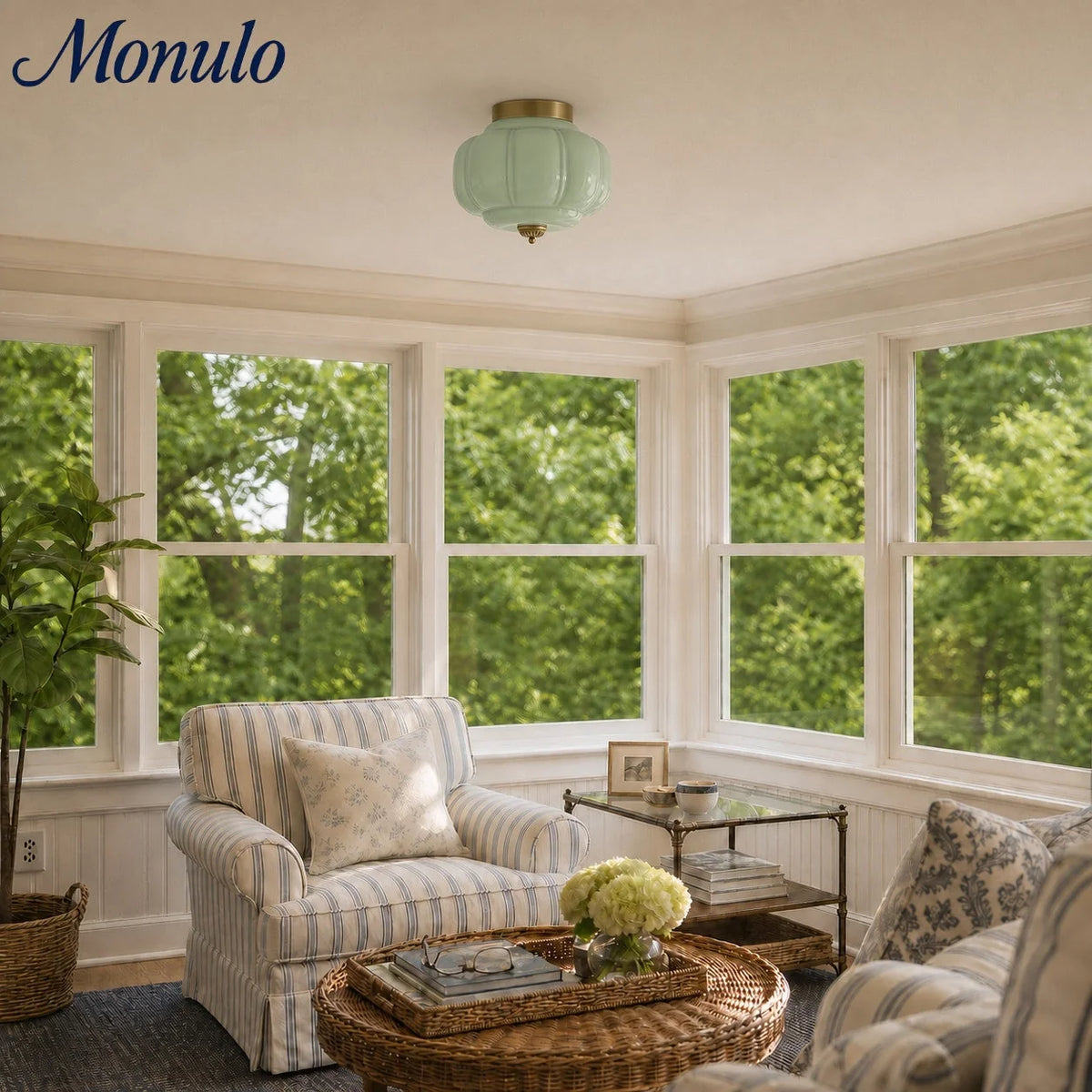 Ceiling Lamp Milk Glass Semi-Flush Soft Diffusing