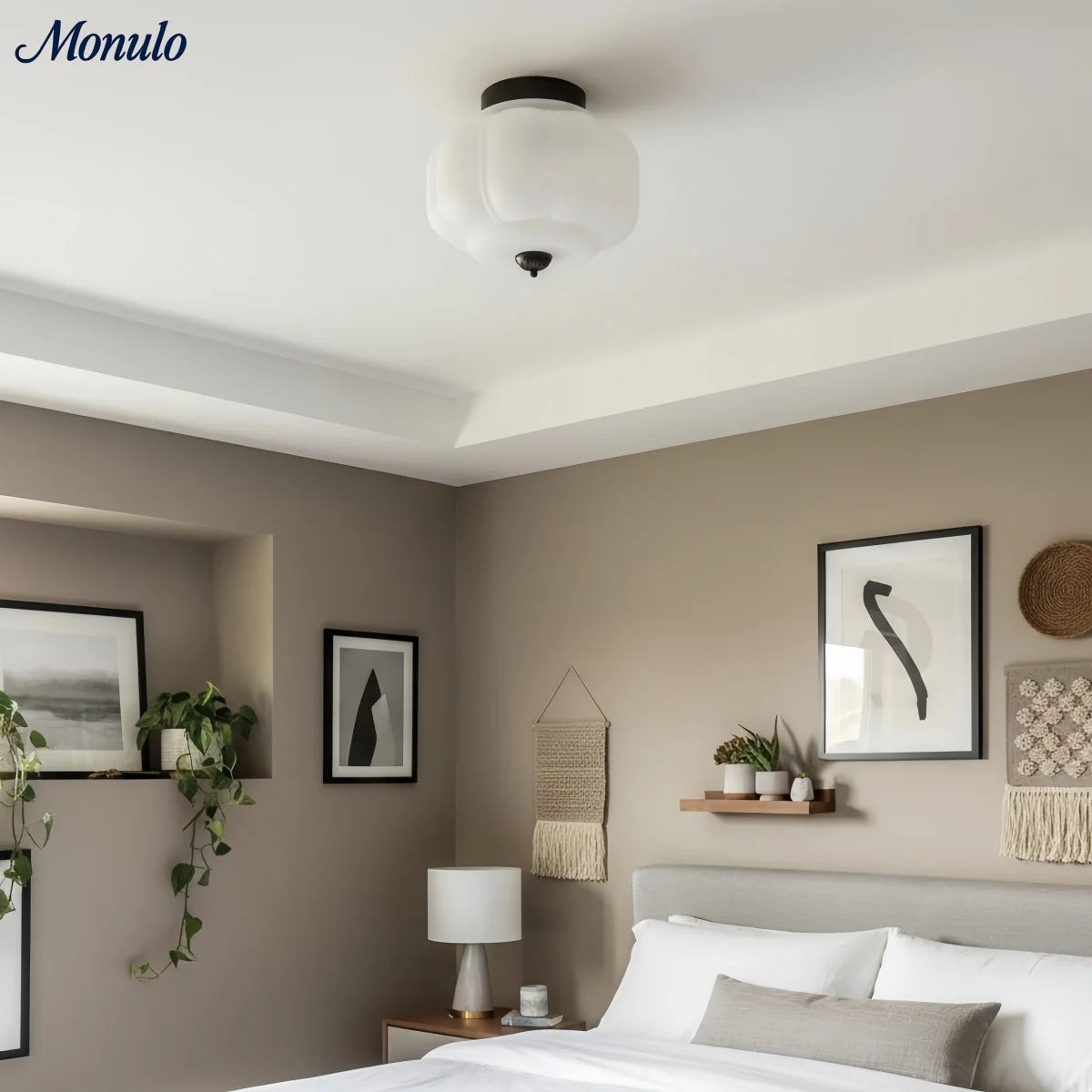 Ceiling Lamp Milk Glass Semi-Flush Soft Diffusing