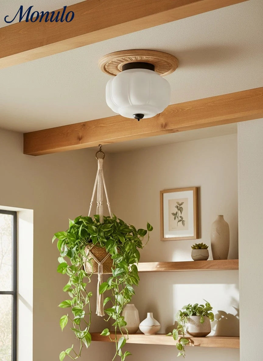 Ceiling Lamp Milk Glass Semi-Flush Soft Diffusing