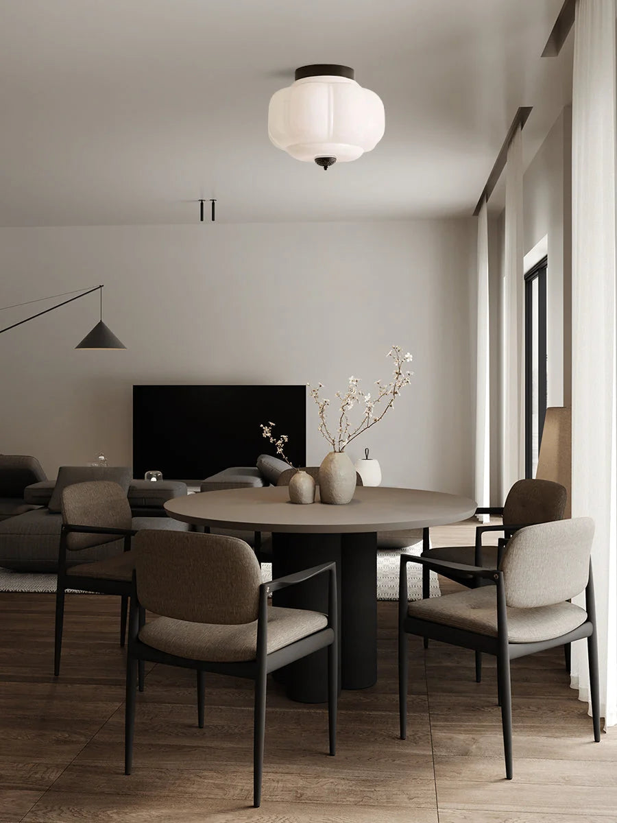 Ceiling Lamp Milk Glass Semi-Flush Soft Diffusing