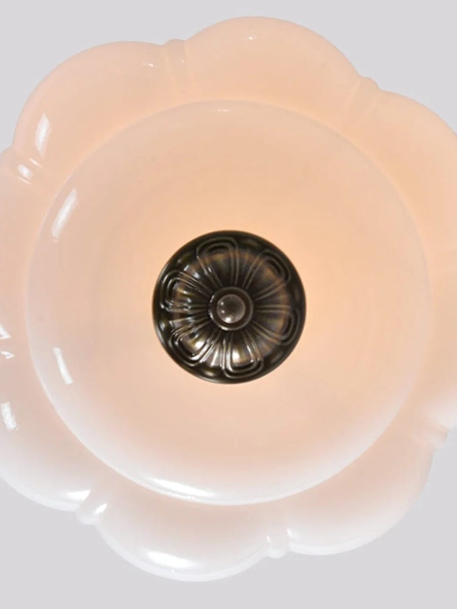 Ceiling Lamp Milk Glass Semi-Flush Soft Diffusing