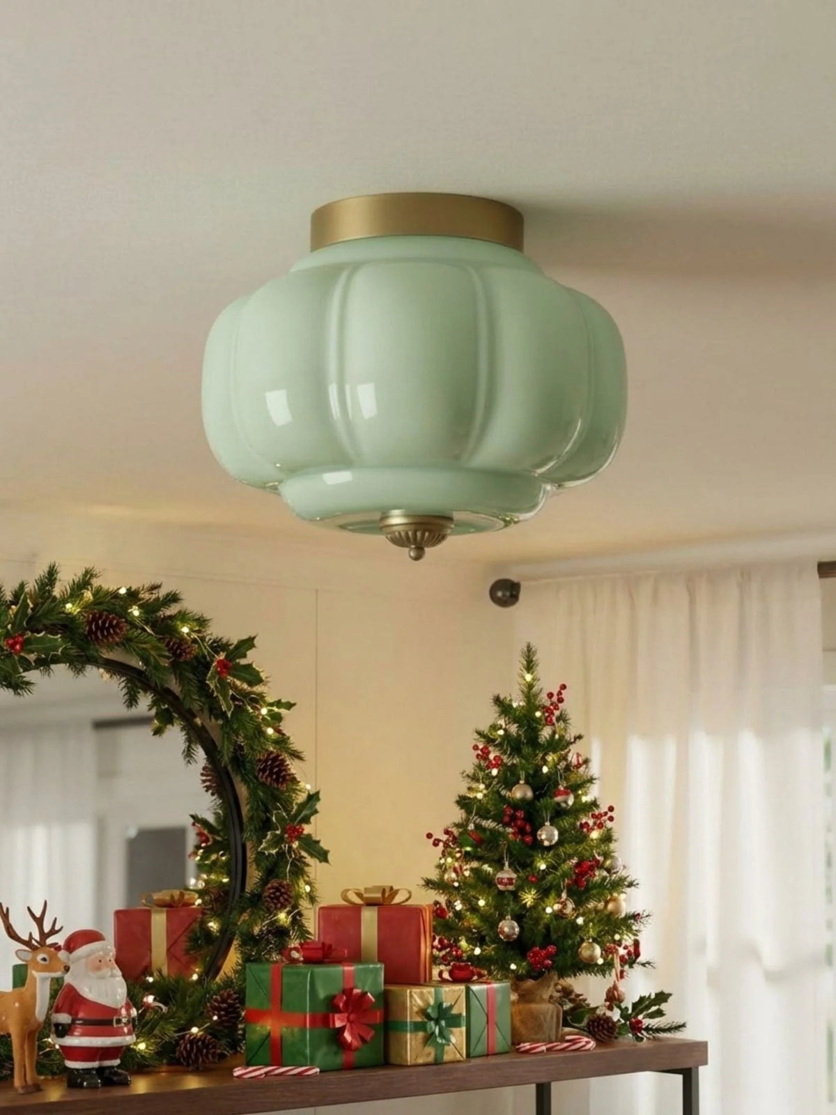 Ceiling Lamp Milk Glass Semi-Flush Soft Diffusing