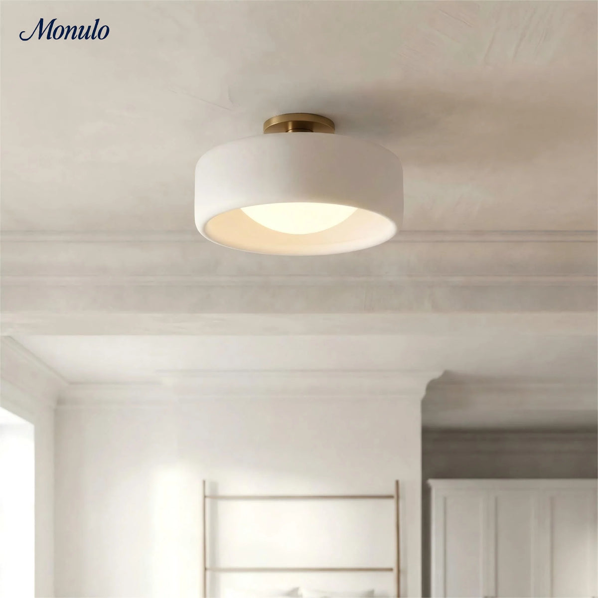 Ceiling Lamp Porcelain Round Low Profile Soft Diffused Light