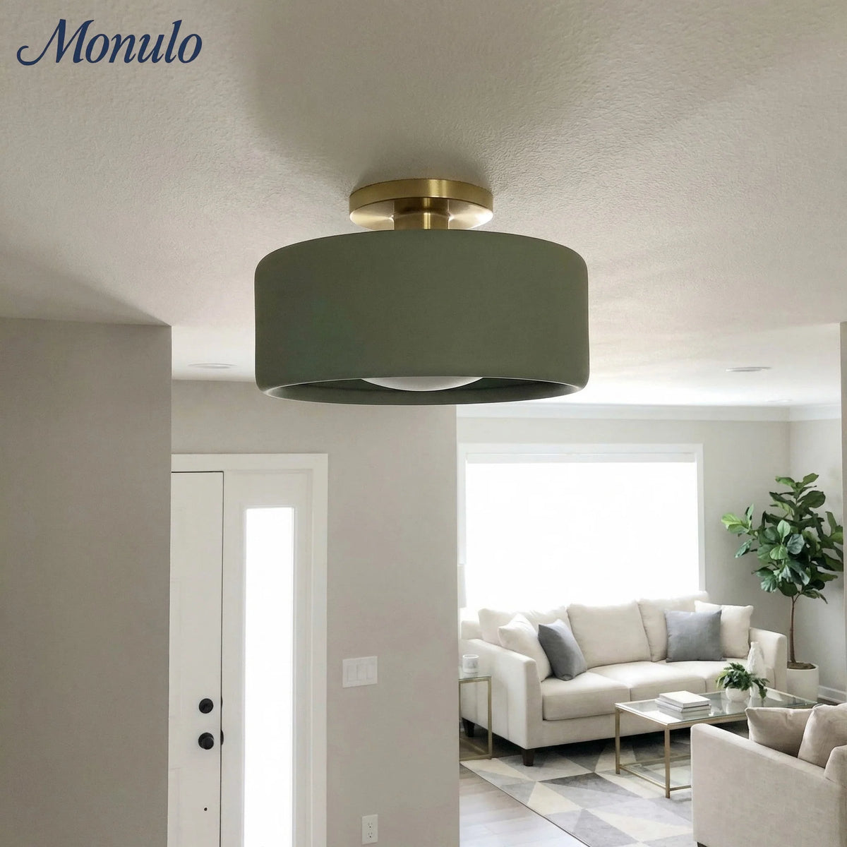 Ceiling Lamp Porcelain Round Low Profile Soft Diffused Light