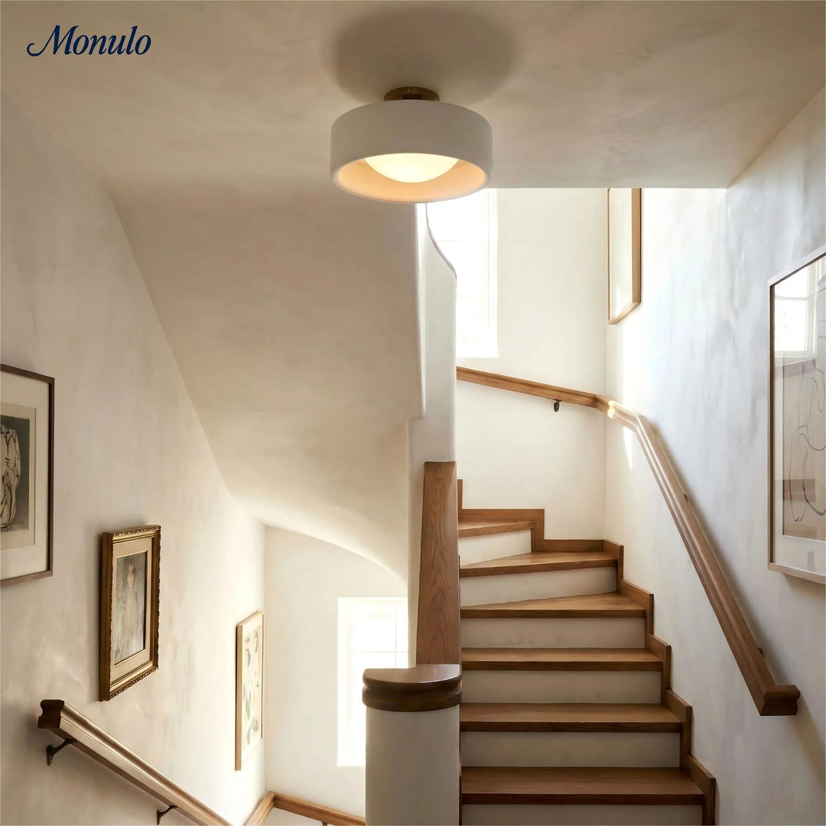 Ceiling Lamp Porcelain Round Low Profile Soft Diffused Light
