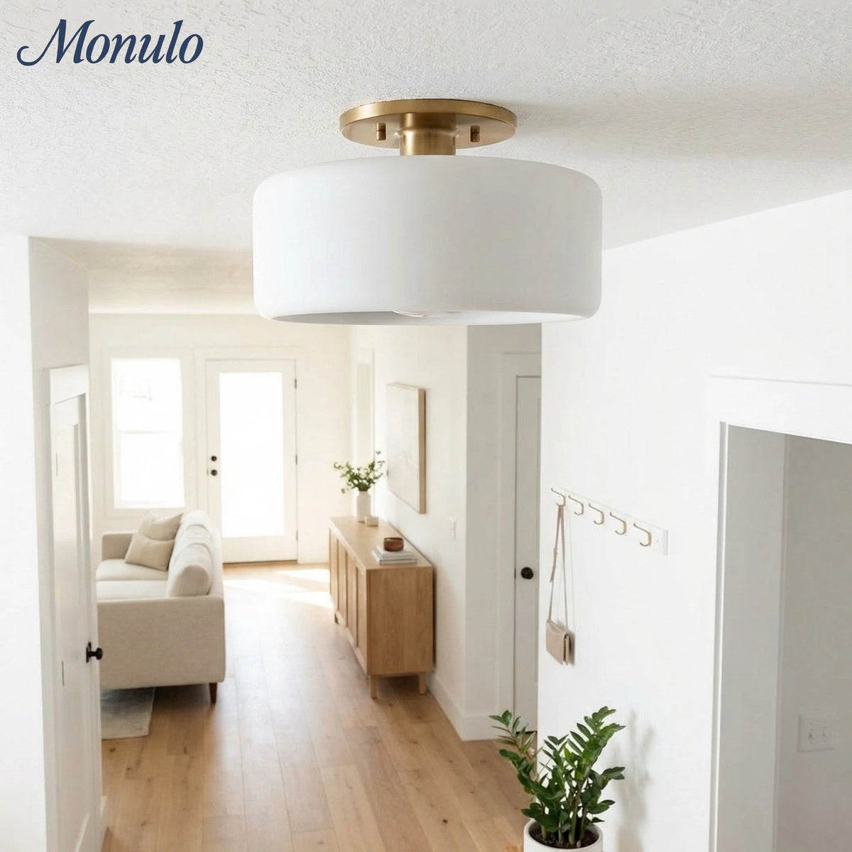 Ceiling Lamp Porcelain Round Low Profile Soft Diffused Light