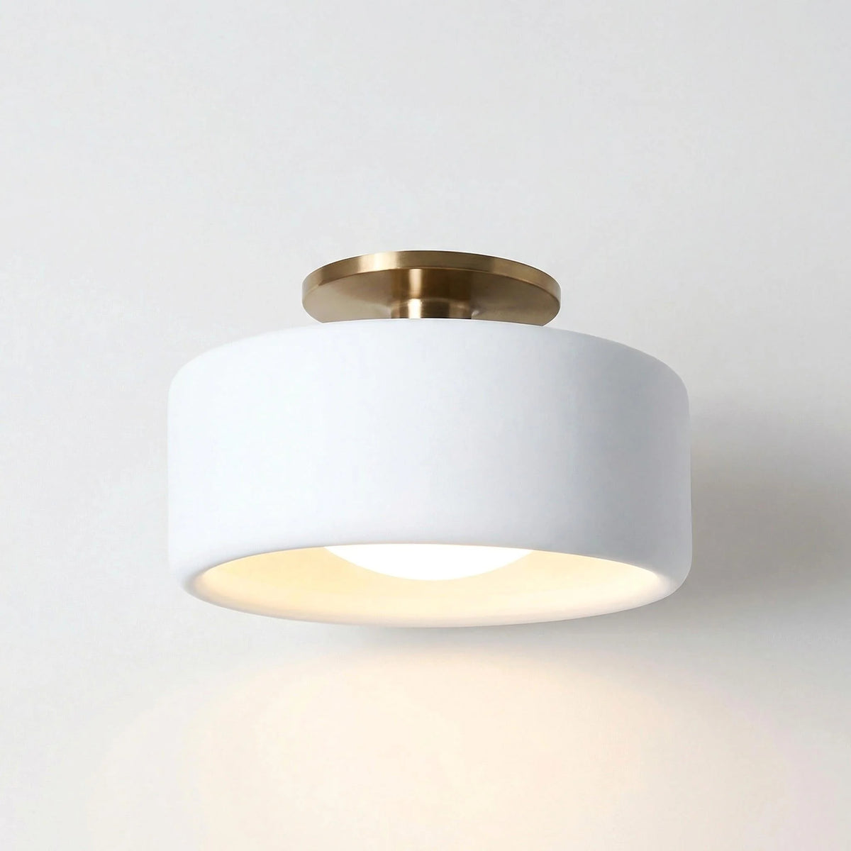 Ceiling Lamp Porcelain Round Low Profile Soft Diffused Light