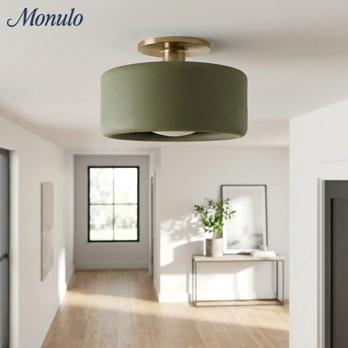 Ceiling Lamp Porcelain Round Low Profile Soft Diffused Light